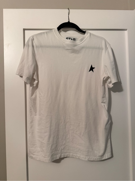 Golden Goose Tops - Golden Goose White Short-Sleeve Crew T-Shirt with Black Star